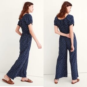 Madewell Sophia Jumpsuit In Bandana Flower Short Sleeve Pockets Floral Blue Smal